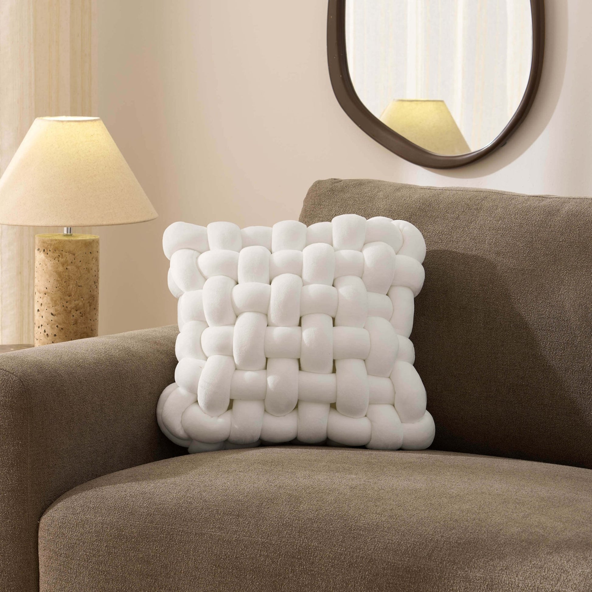 Knot Square Sofa Cushion - White - DUSK