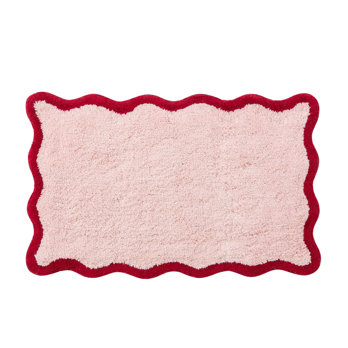 Kos Scalloped Bath Mat - Pink/Red - DUSK