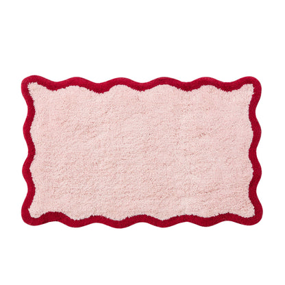 Kos Scalloped Bath Mat - Pink/Red - DUSK