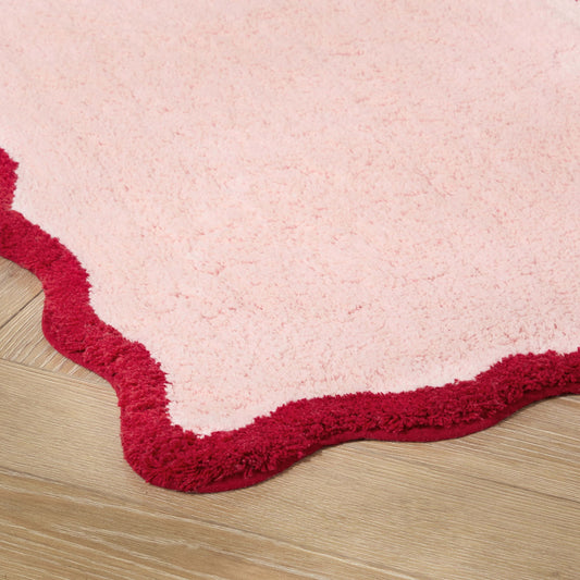 Kos Scalloped Bath Mat - Pink/Red - DUSK