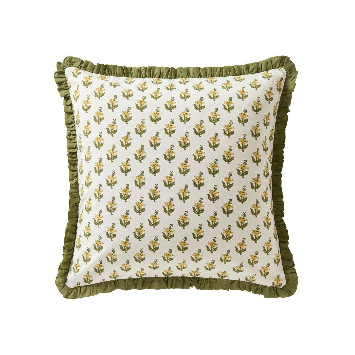 Kristen Cotton Box Pleat Edge Printed Cushion Cover - Forest Green - DUSK