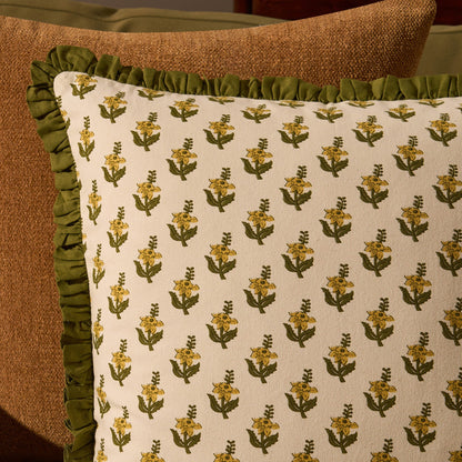 Kristen Cotton Box Pleat Edge Printed Sofa Cushion Cover - Forest Green - DUSK