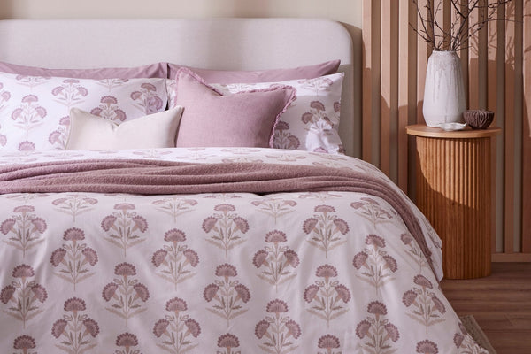 Kyoto Lotus Flower Duvet Cover Set - Heather - DUSK