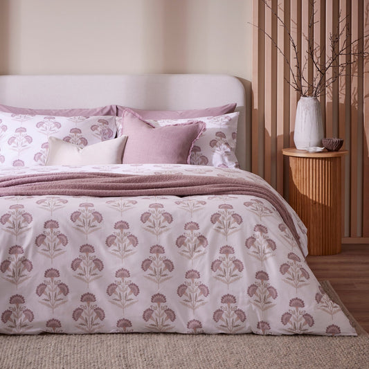 Kyoto Lotus Flower Duvet Cover Set - Heather - DUSK