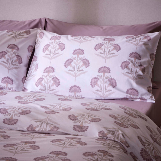 Kyoto Lotus Flower Duvet Cover Set - Heather - DUSK