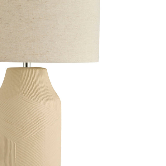 Lagom Carved Ceramic Table Lamp - Ecru - DUSK