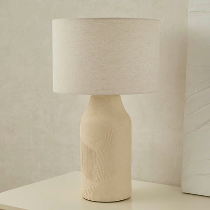 Lagom Carved Ceramic Table Lamp - Ecru - DUSK