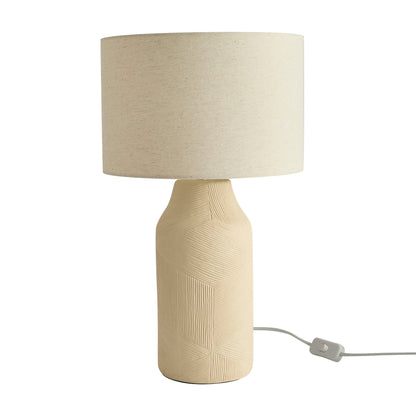 Lagom Carved Ceramic Table Lamp - Ecru - DUSK