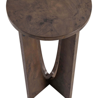 Lana Round Side Table - Dark Burl Effect - DUSK