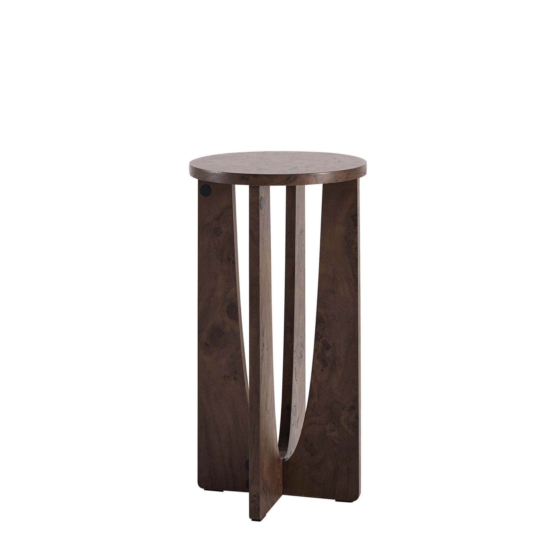 Lana Round Side Table - Dark Burl Effect - DUSK