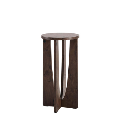 Lana Round Side Table - Dark Burl Effect - DUSK
