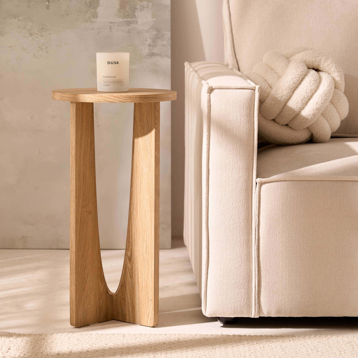 Lana Round Side Table - Light Wood - DUSK