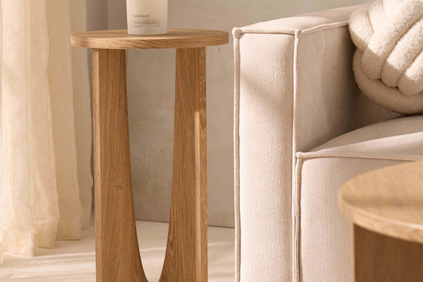 Lana Round Side Table - Light Wood - DUSK