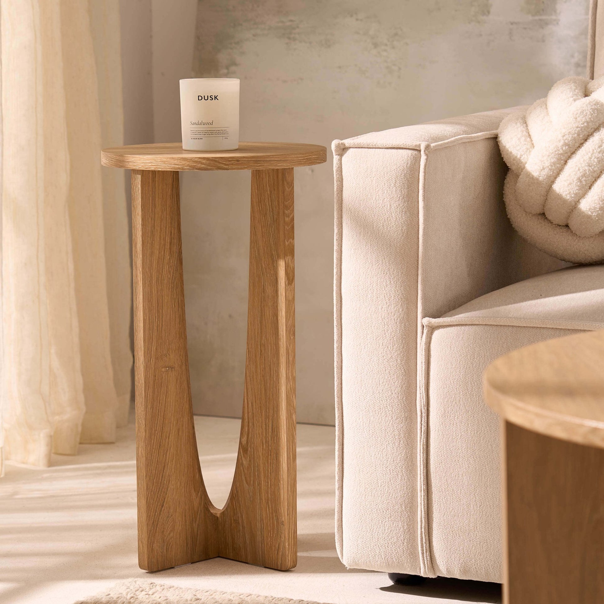 Lana Round Side Table - Light Wood - DUSK