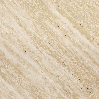 Lana Round Side Table - Mid Wood/ Travertine Effect - DUSK