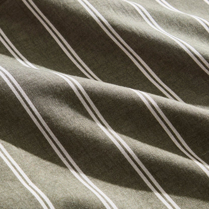 Landon Double Stripe Duvet Cover Set - Forest Green - DUSK