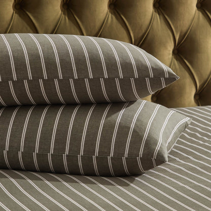 Landon Double Stripe Duvet Cover Set - Forest Green - DUSK