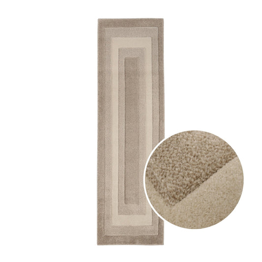 Lara Bordered Rug Runner - Taupe - DUSK