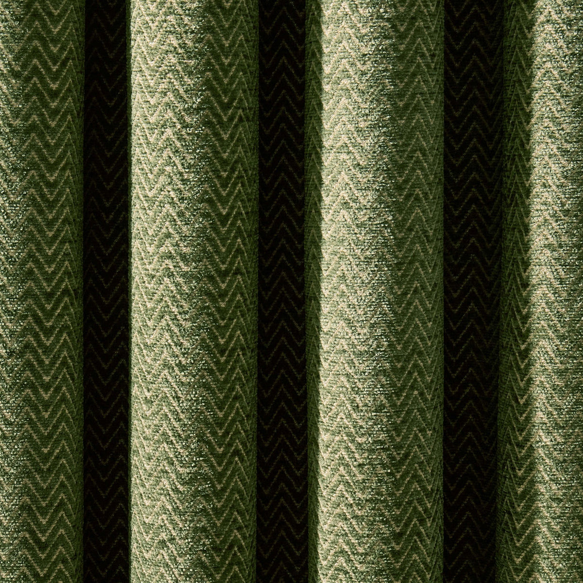 Large Herringbone Pattern Eyelet Curtains - Green - DUSK
