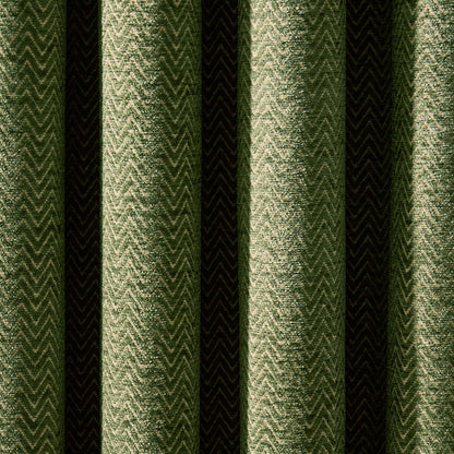 Large Herringbone Pattern Eyelet Curtains - Green - DUSK