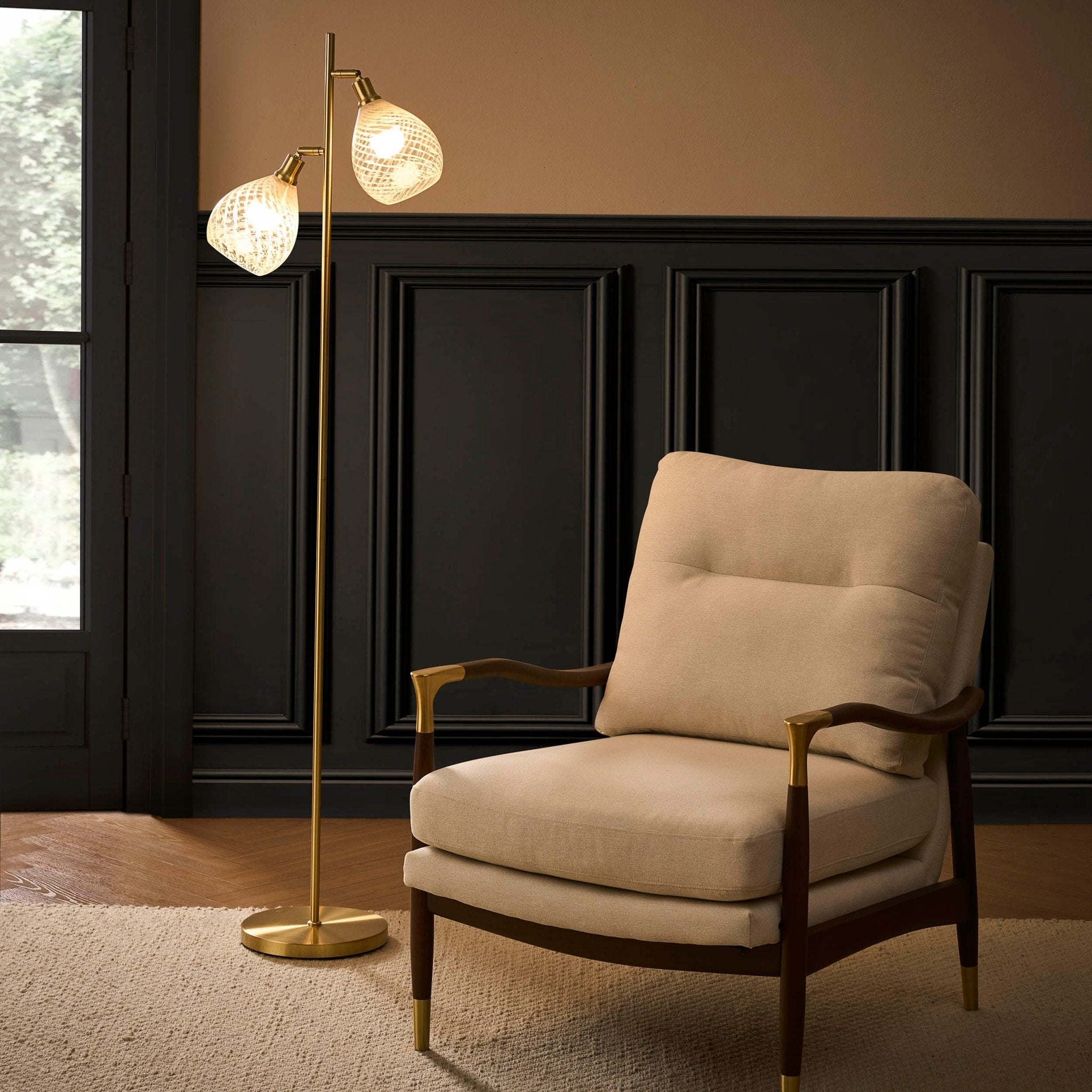 Layla Glass Shade Floor Lamp - Gold