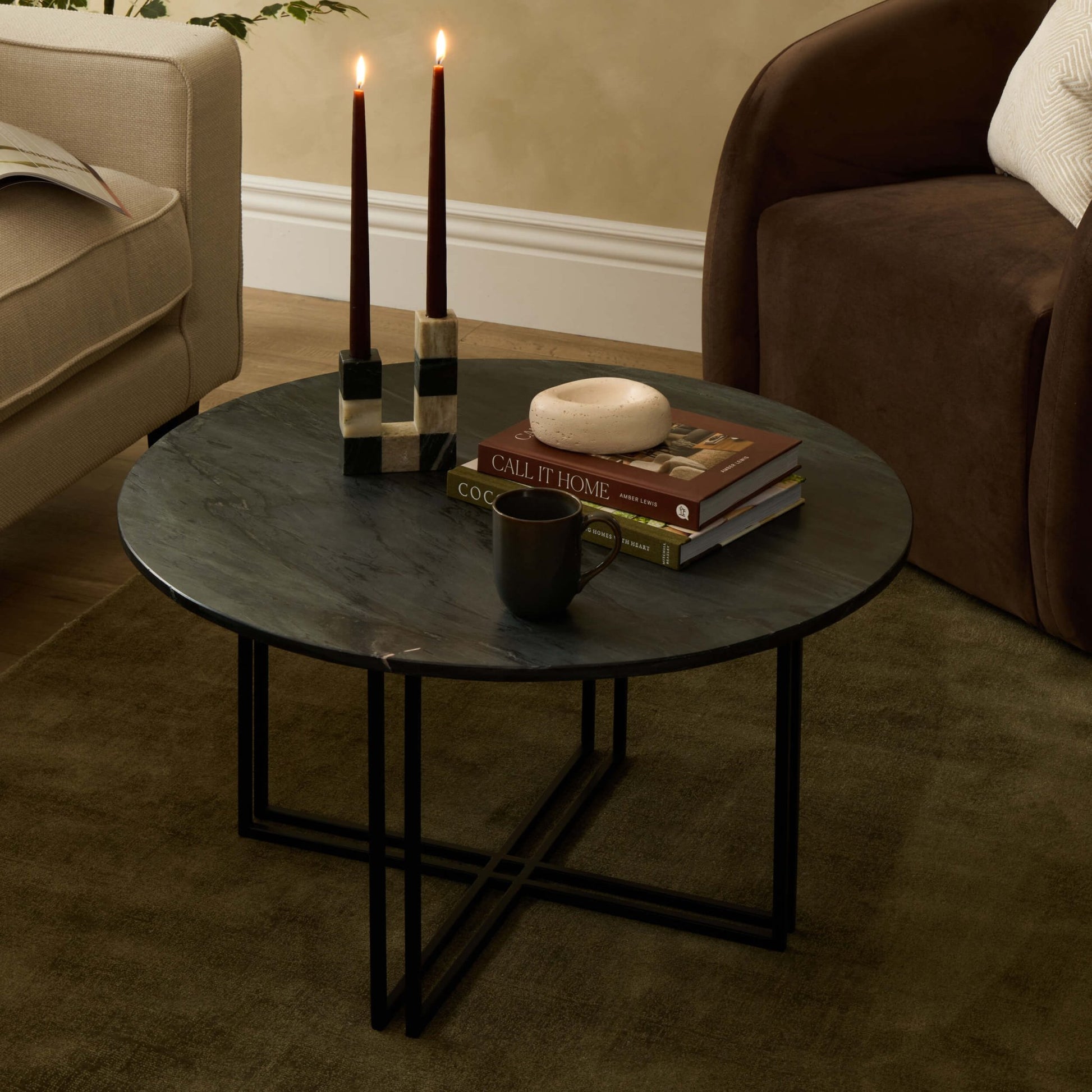 Leana Round Coffee Table - Dark Marble - DUSK