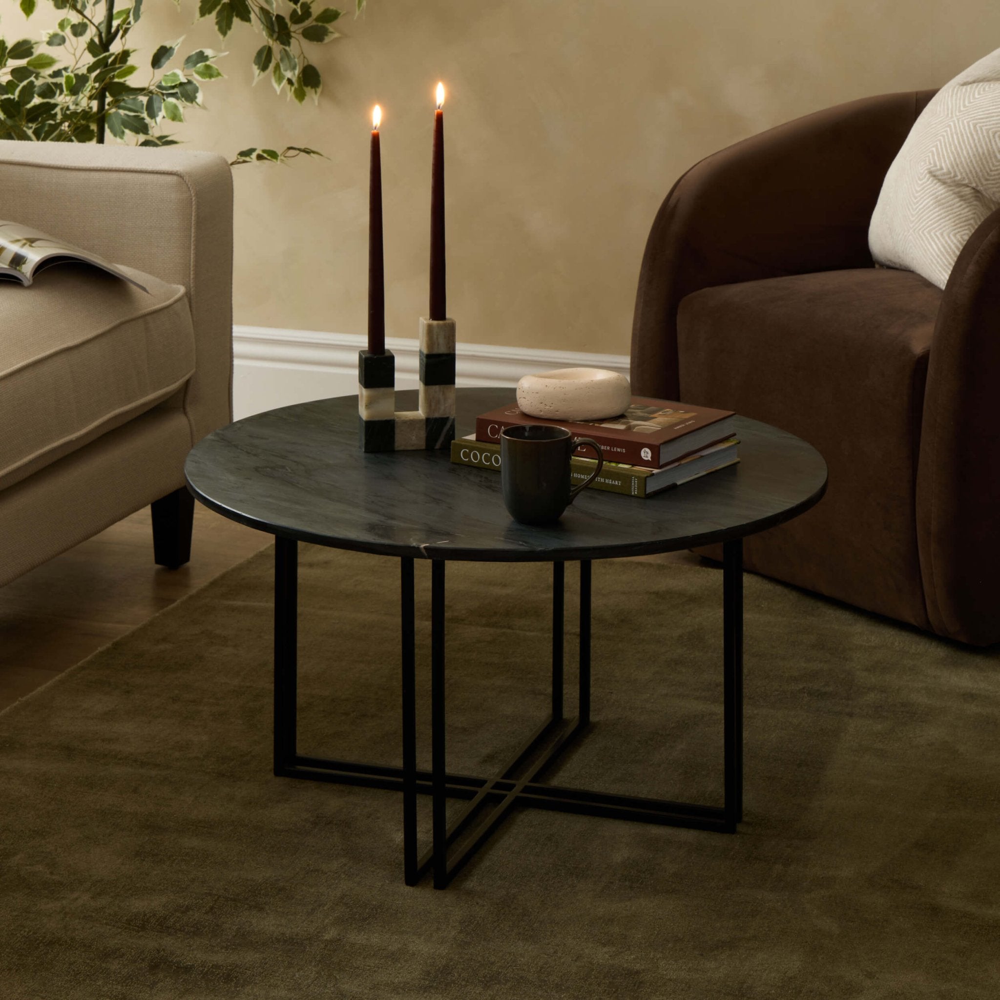 Leana Round Coffee Table - Dark Marble - DUSK