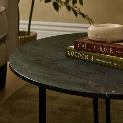 Leana Round Coffee Table - Dark Marble - DUSK