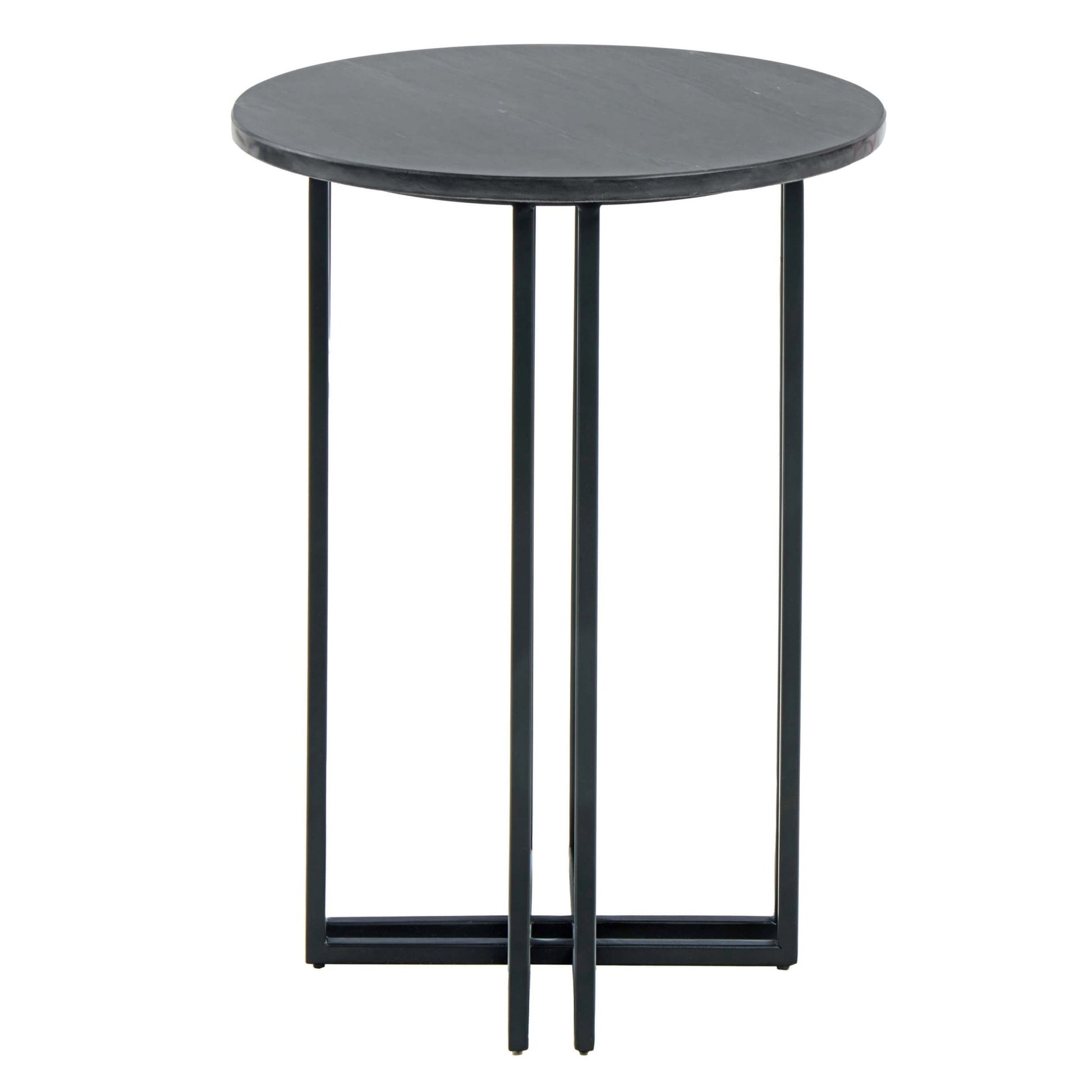 Leana Round Side Table - Dark Marble - DUSK