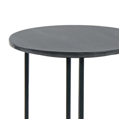 Leana Round Side Table - Dark Marble - DUSK