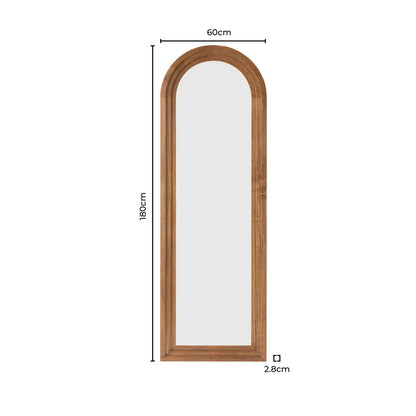 Lennon Arched Full Length Mirror - Light Wood - DUSK