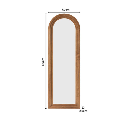 Lennon Arched Full Length Mirror - Light Wood - DUSK