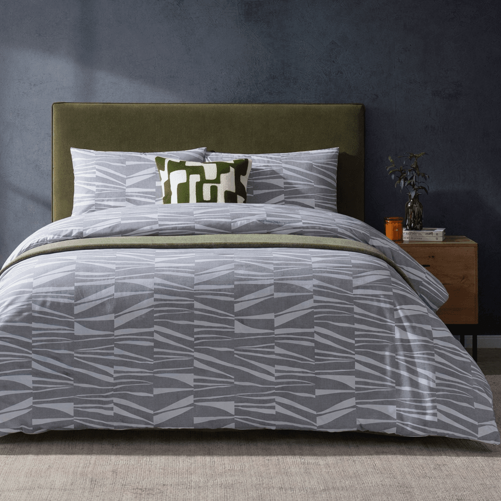 Lenox 100% Cotton Duvet Cover & Pillowcase Set - Light Grey - DUSK