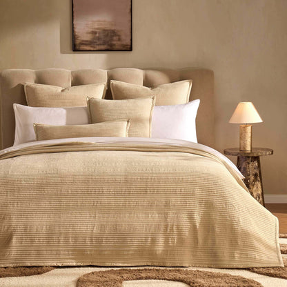 Leona Luxury Quilted Velvet Bedspread - Champagne - DUSK