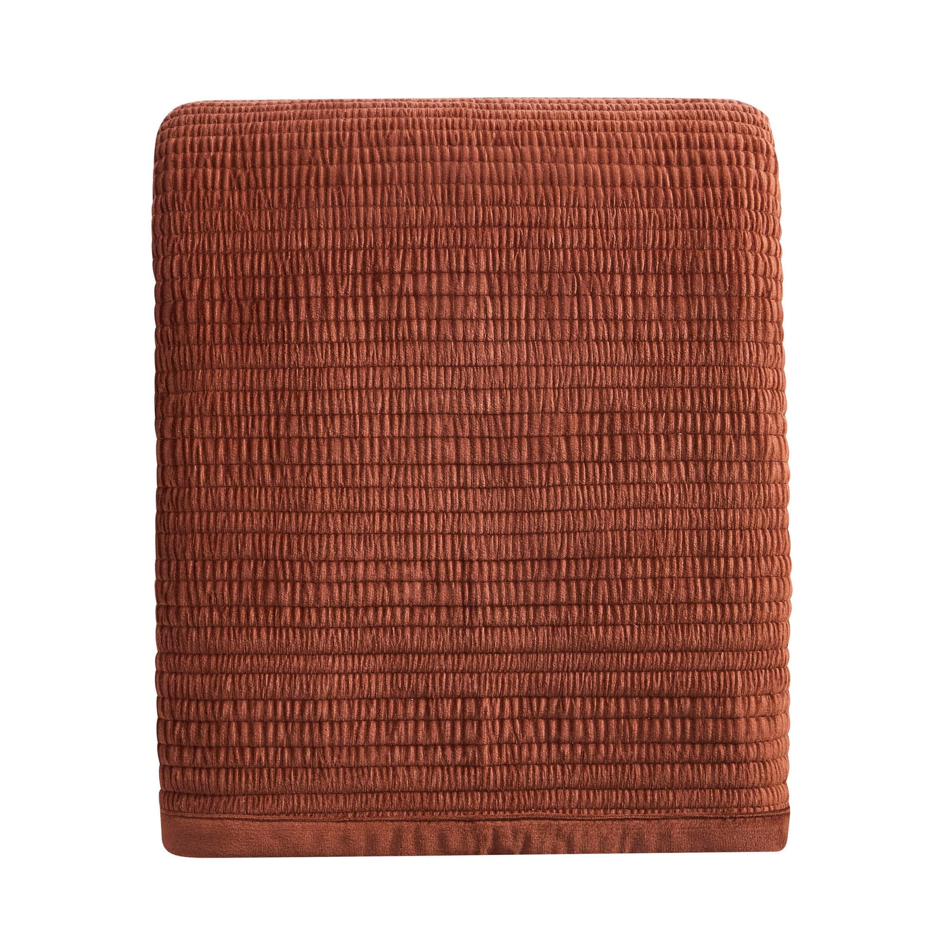 Leona Luxury Quilted Velvet Bedspread - Rust - DUSK