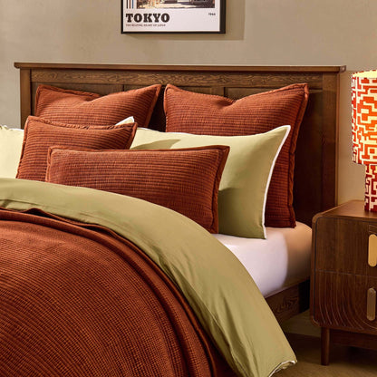 Leona Luxury Quilted Velvet Bedspread - Rust - DUSK