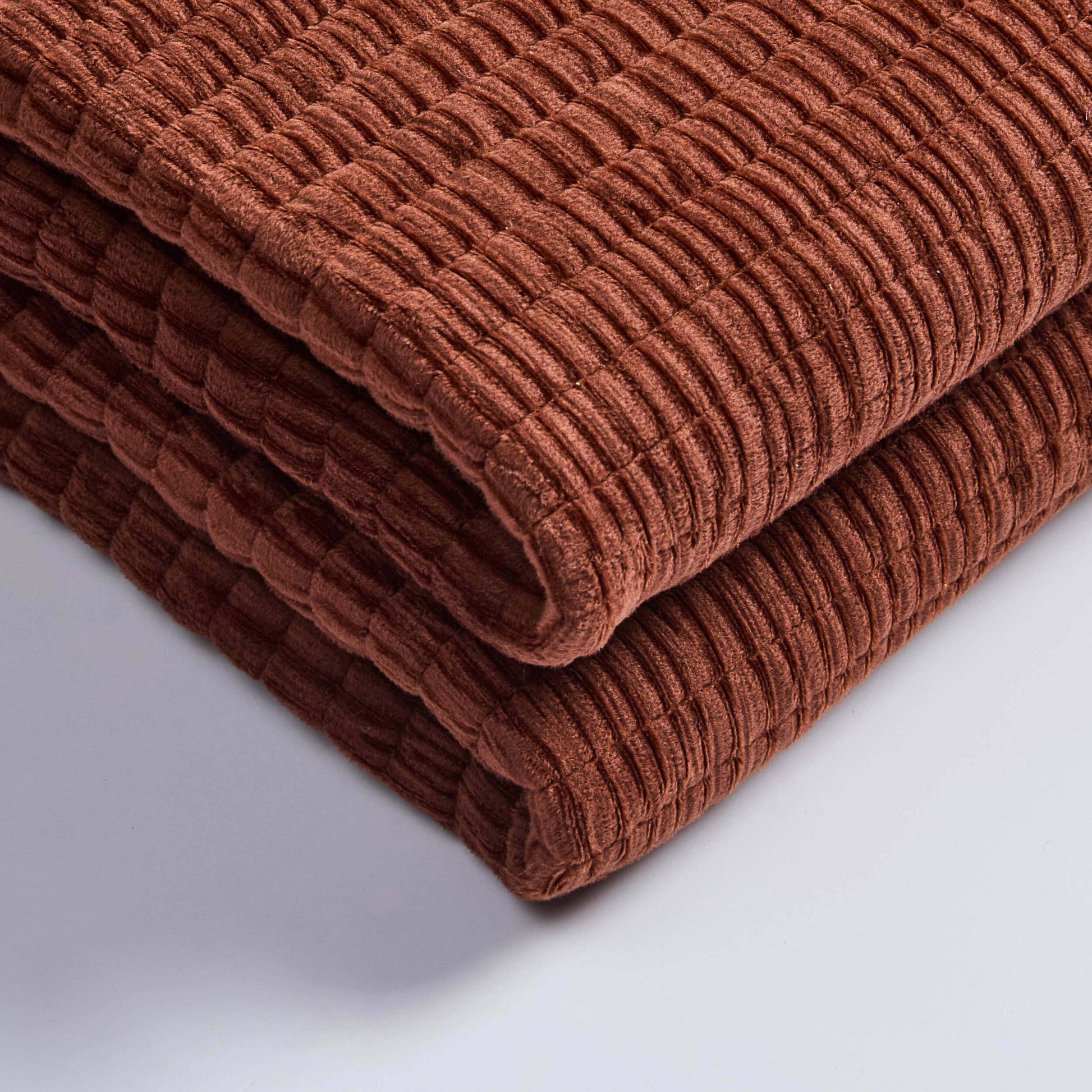 Leona Luxury Quilted Velvet Bedspread - Rust - DUSK