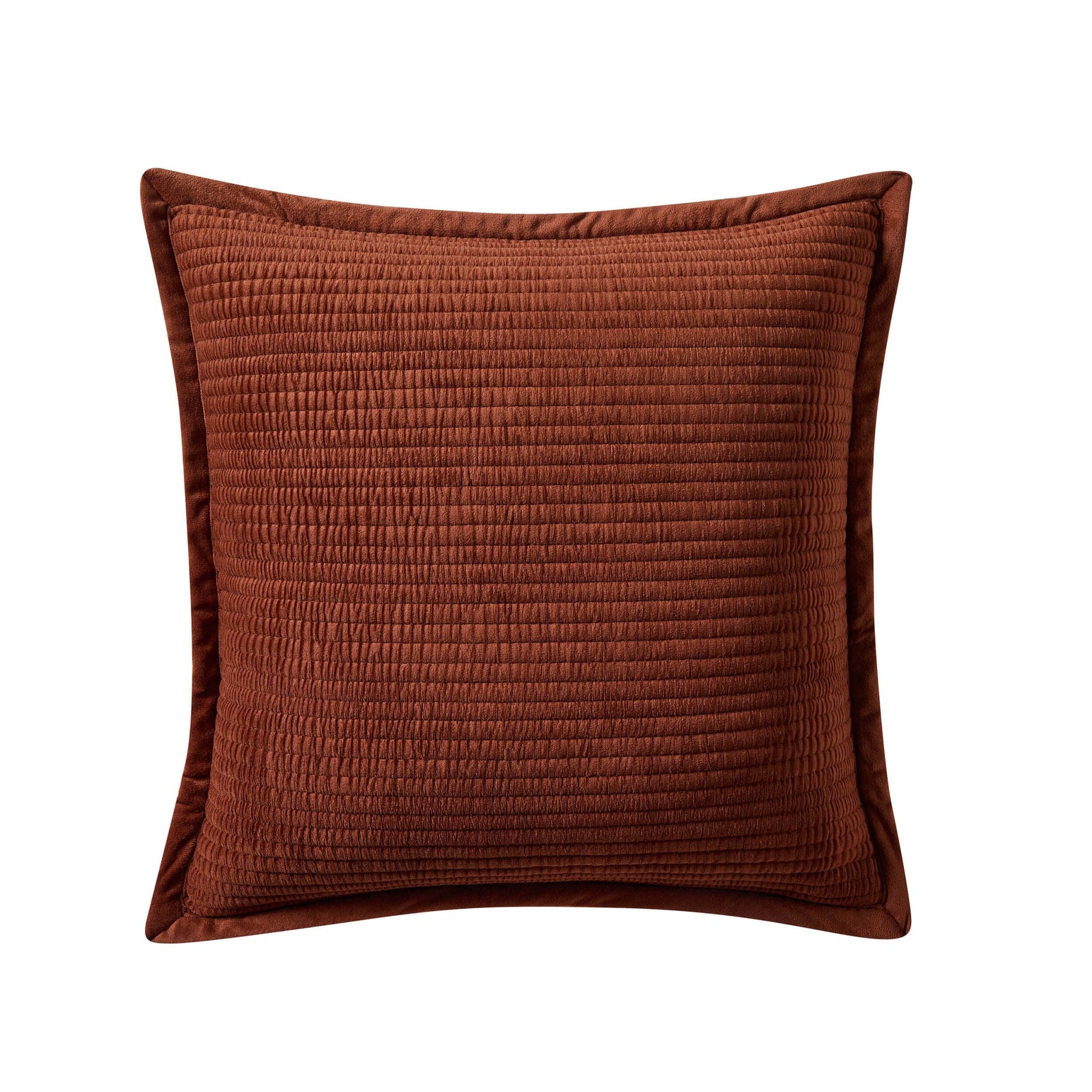 Leona Luxury Quilted Velvet Cushion Cover - Rust - DUSK