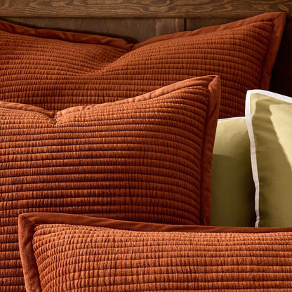 Leona Luxury Quilted Velvet Cushion Cover - Rust - DUSK