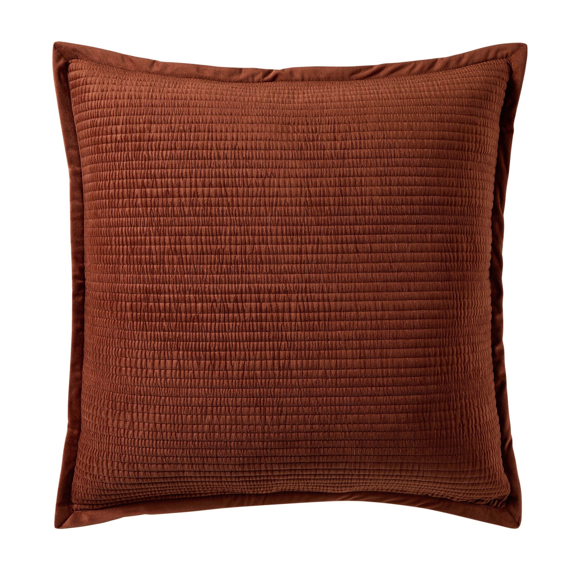 Leona Luxury Quilted Velvet Cushion Cover - Rust - DUSK