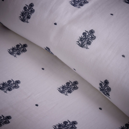 Lille Printed Muslin Duvet Cover & Pillowcase Set - Off White - DUSK