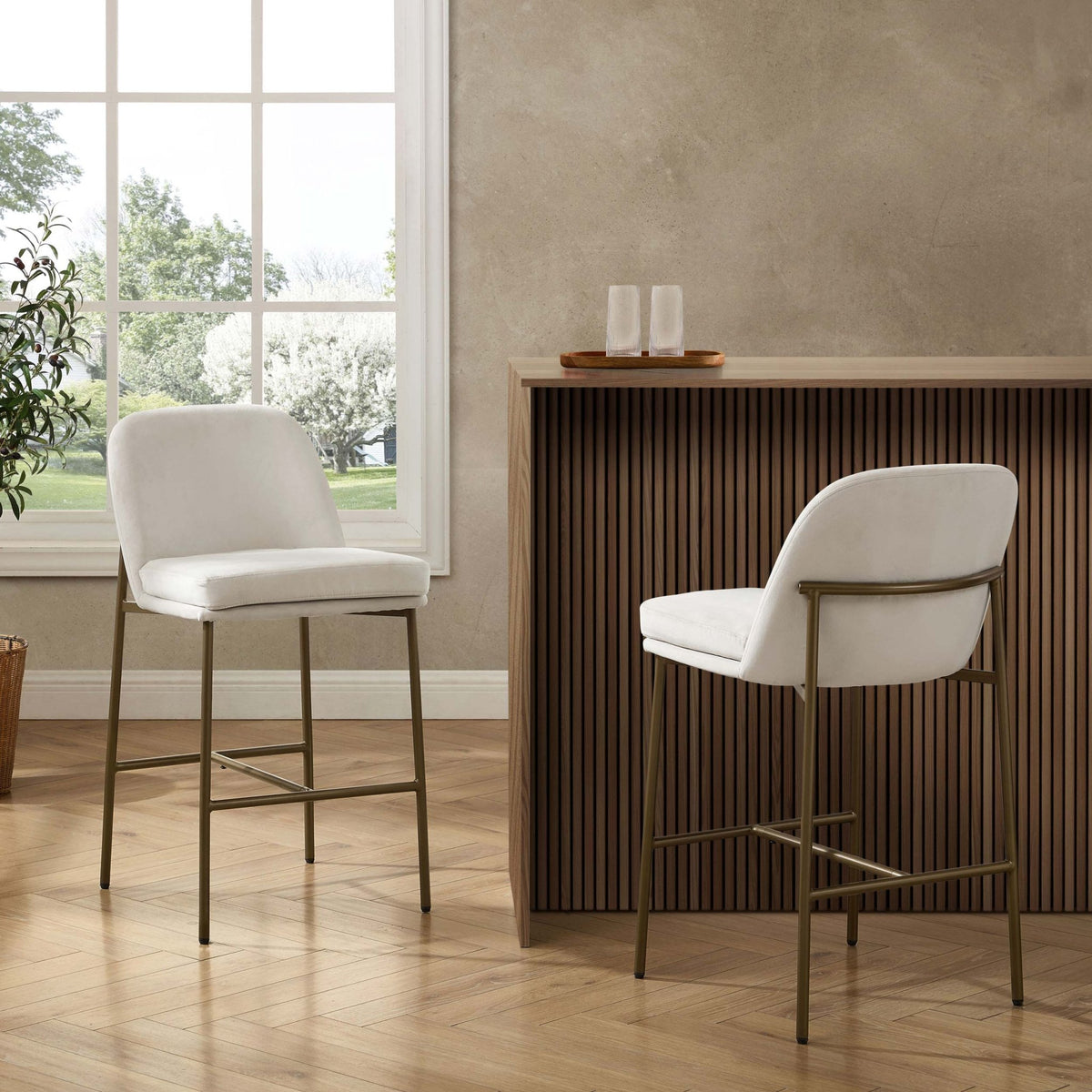 Lily Set of 2 Barstools - Ecru - DUSK