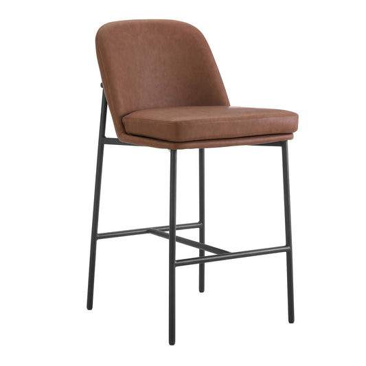 Lily Set of 2 Barstools - Faux Leather - DUSK