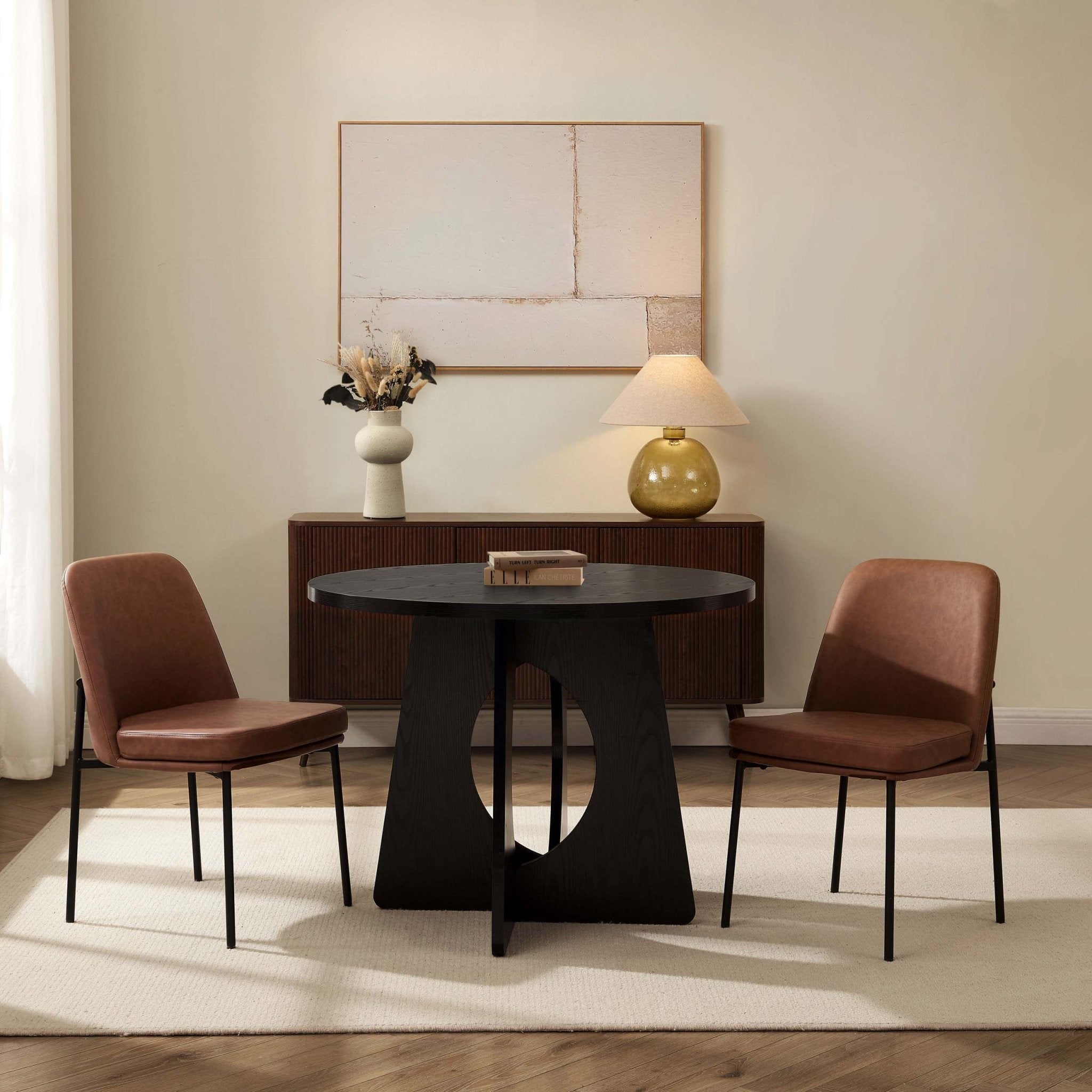 Lily Set of 2 Dining Chairs - Faux Leather - DUSK