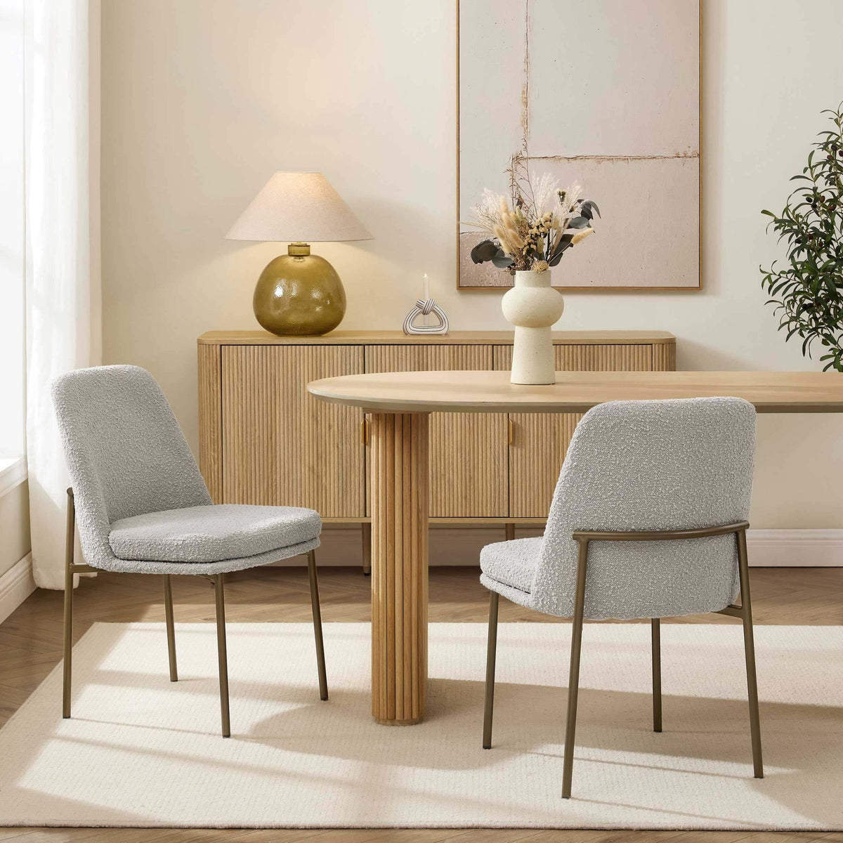 Lily Set of 2 Dining Chairs - Taupe Boucle - DUSK
