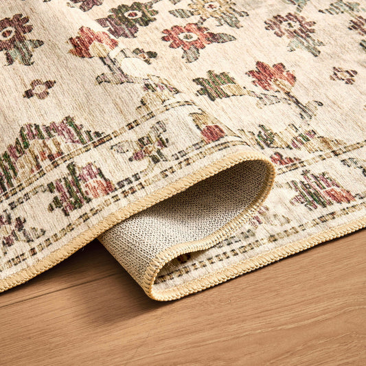 Lily Traditional Floral Rug - Natural/ Multi - DUSK