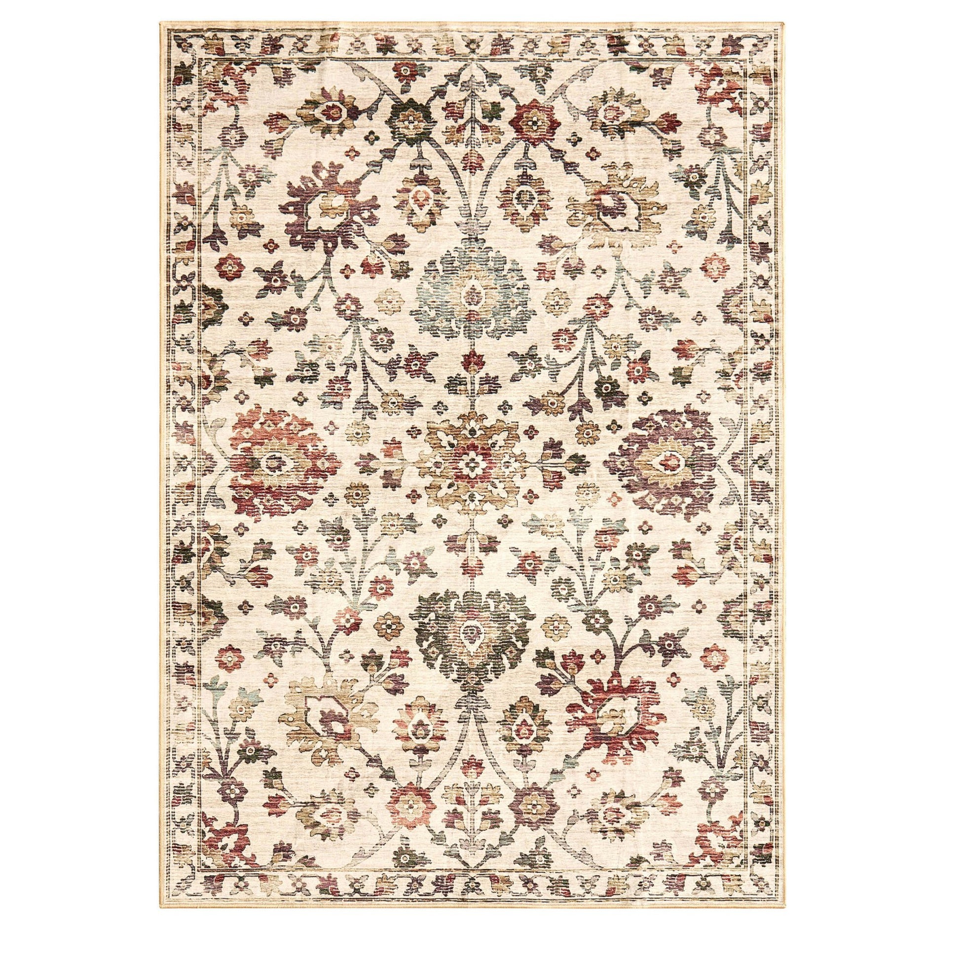 Lily Traditional Floral Rug - Natural/ Multi - DUSK