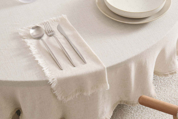 Linen Blend Circle Table Cloth - Sand - DUSK