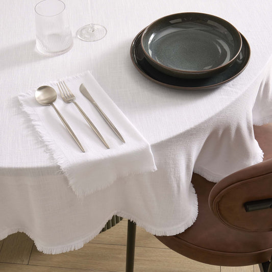 Linen Blend Circle Table Cloth - White - DUSK