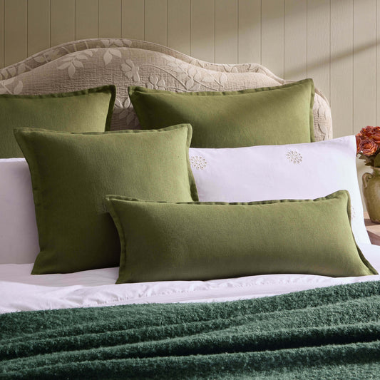 Linen Blend Cushion Cover - Olive Green - DUSK